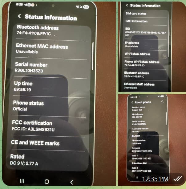Galaxy S25 — seller’s listing photo
